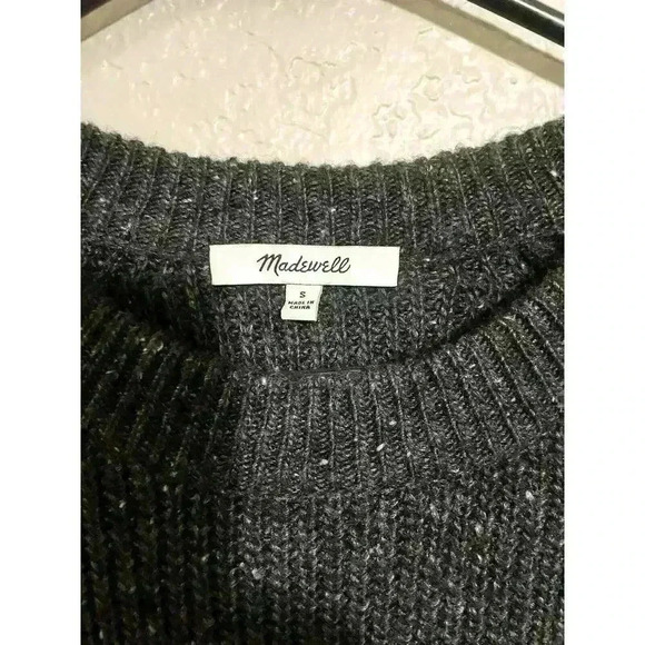 Madewell Wool Blend Curved Hem Donegal Sweater Dress Size S Charcoal Gray - Picture 5 of 9